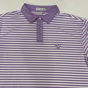 Peter Millar Lavender and White Striped polo tour fit tour logo men’s large